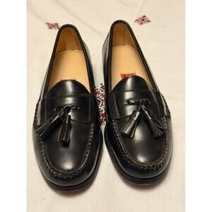 Cole Haan City Loafers Black Leather Pinch Round Toe Tassel Shoes Size 8